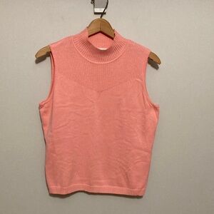 Villager Liz Claiborne Sleeveless Coral Knit Sweater Tank, size large petite